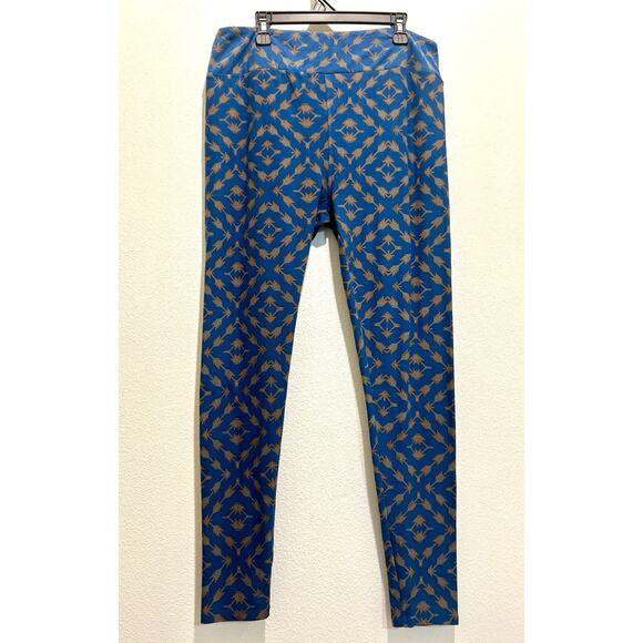 Lularoe Women’s One Size TALL AND CURVY Leggings Blue With Arrows - Picture 1 of 3
